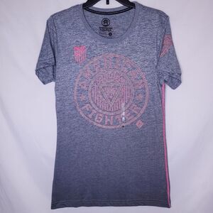 Affliction Women's Gray and Pink Graphic Tee